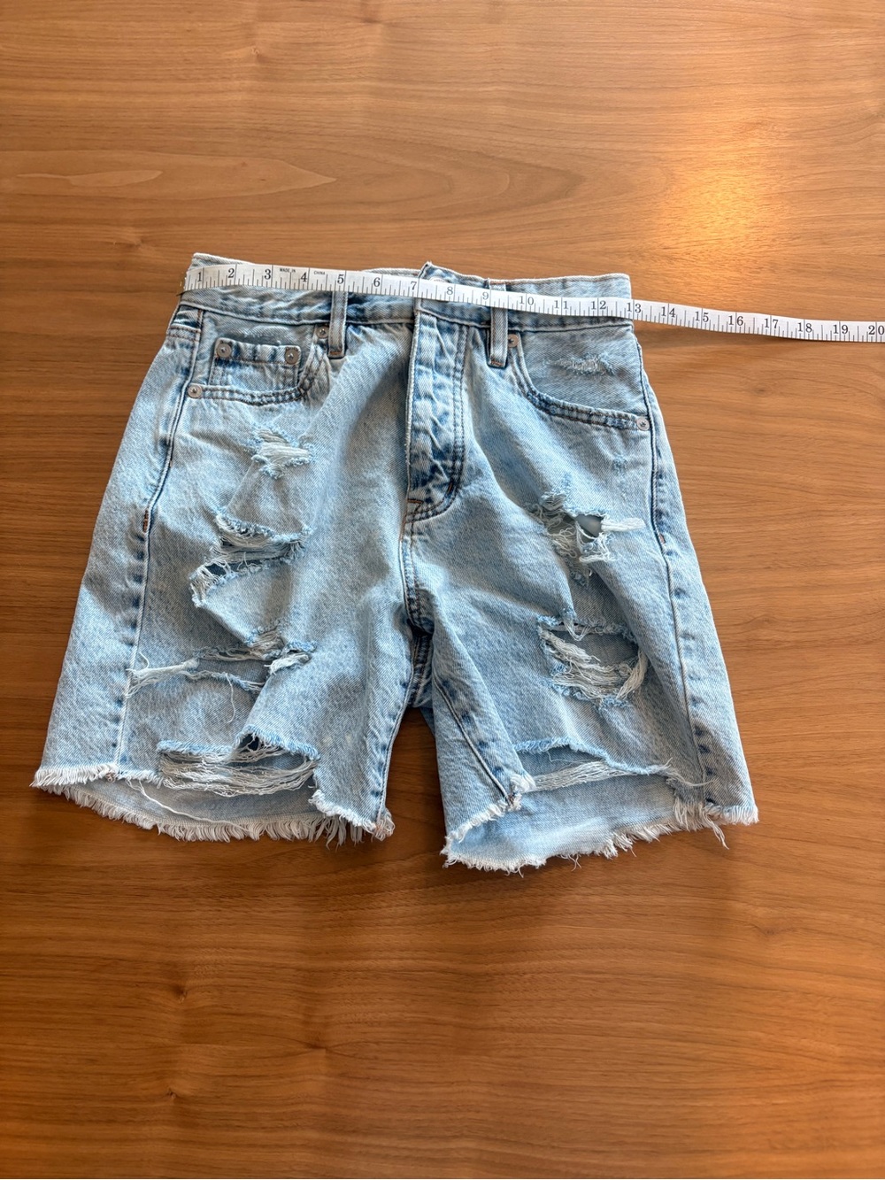 Aeropostale Light Blue Distressed High-Rise Denim Shorts